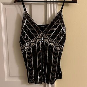 Express Silver Sequin Top